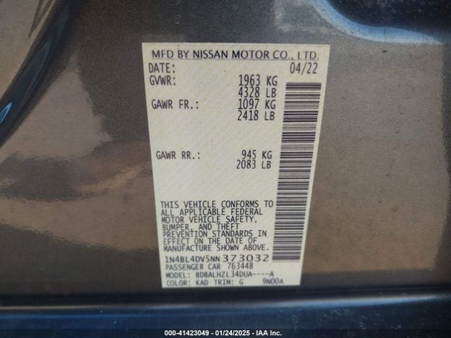2022 NISSAN ALTIMA 1N4BL4DV5NN373032 Photo 8
