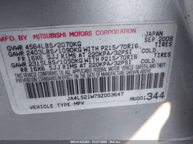 2009 MITSUBISHI OUTLANDER JA4LS21W79Z003647 Photo 8