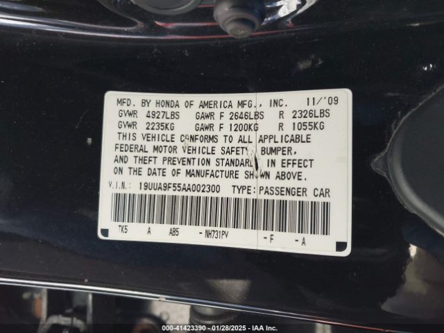 2010 ACURA TL 19UUA9F55AA002300 Photo 8