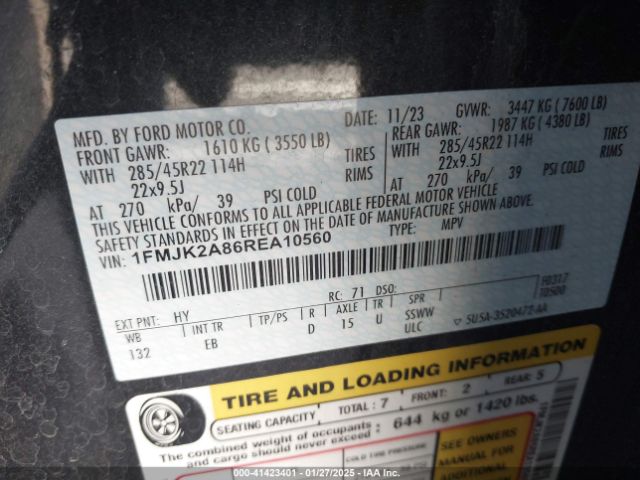 1FMJK2A86REA10560 Ford Expedition Limited Max