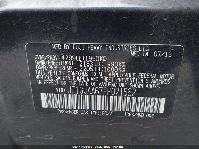 Subaru Impreza 2.0i 2015 JF1GJAA67FH021562 Image 9