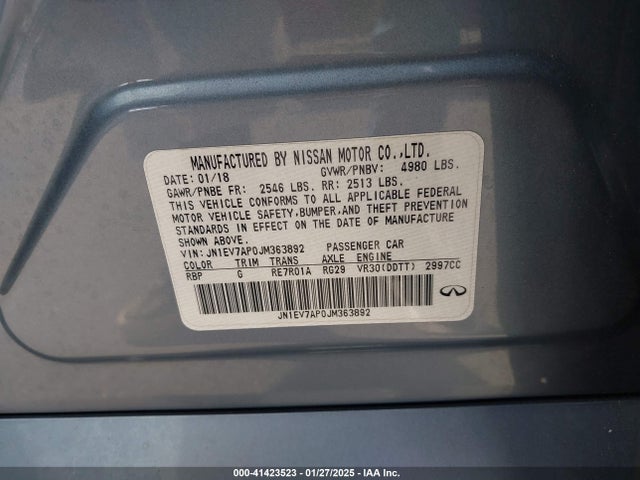 JN1EV7AP0JM363892 Infiniti Q50 3.0t Luxe