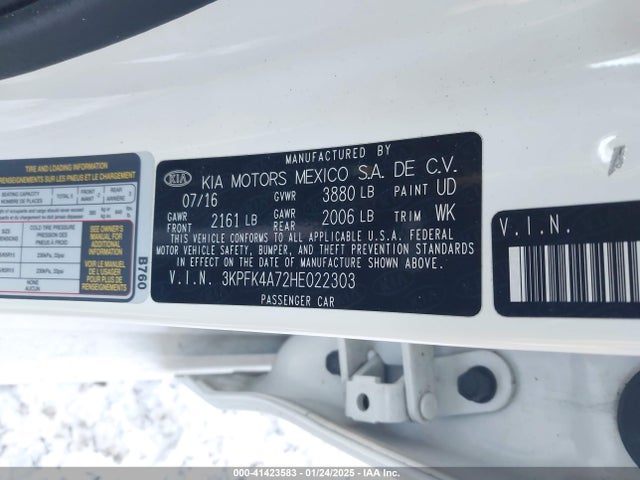 3KPFK4A72HE022303 KIA FORTE LX