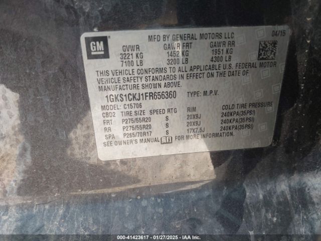 1GKS1CKJ1FR656360 GMC YUKON DENALI