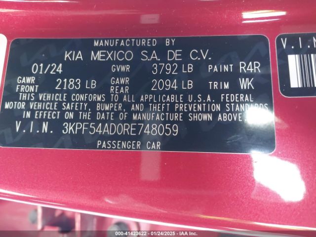 3KPF54AD0RE748059 KIA Forte Gt-line