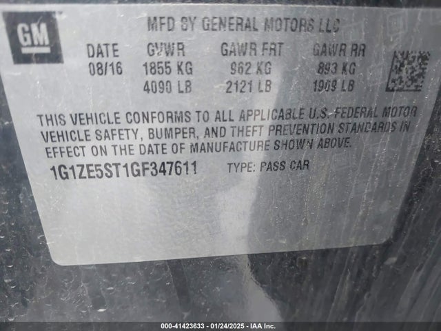 1G1ZE5ST1GF347611 Chevrolet MALIBU 1LT