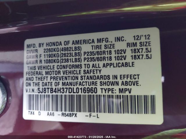 2013 ACURA RDX 5J8TB4H37DL016960 Photo 8