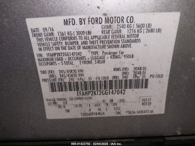 1FAHP2KT2GG147042 Ford Taurus
