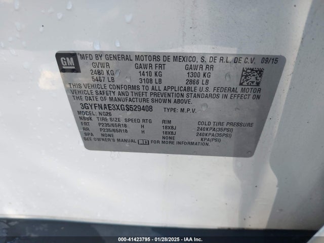 2016 CADILLAC SRX 3GYFNAE3XGS529408 Photo 8