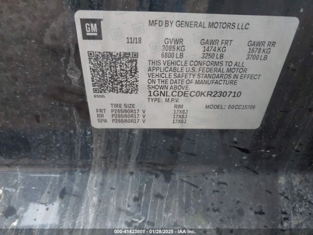 1GNLCDEC0KR230710 Chevrolet Tahoe Commercial Fleet