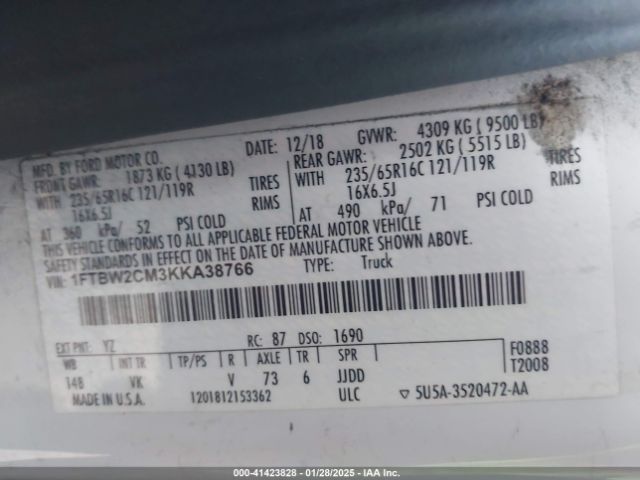 1FTBW2CM3KKA38766 Ford Transit-350