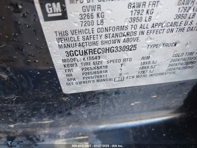 3GCUKREC9HG330925 Chevrolet Silverado 1500 2lt