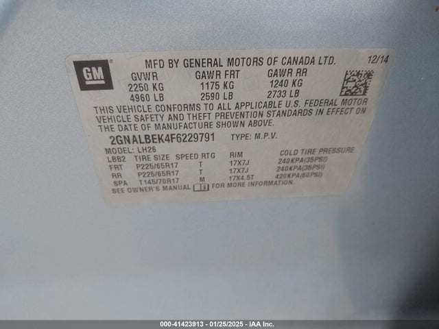 2GNALBEK4F6229791 Chevrolet EQUINOX 1LT