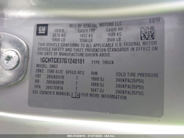1GCHTCE37G1240181 Chevrolet Colorado Lt