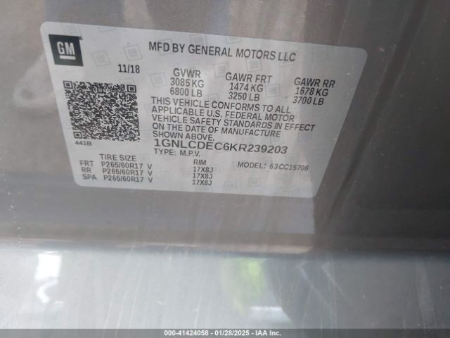 1GNLCDEC6KR239203 Chevrolet Tahoe Commercial Fleet