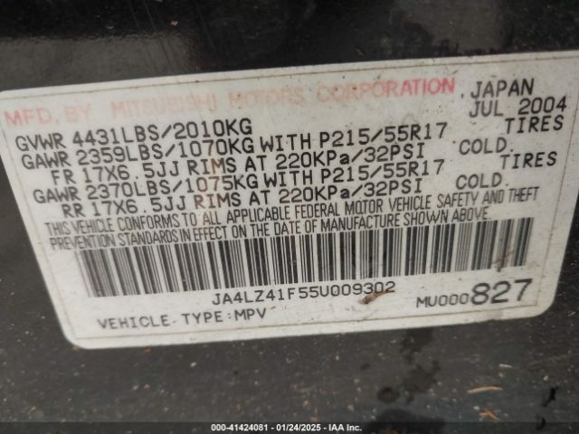 2005 MITSUBISHI OUTLANDER JA4LZ41F55U009302 Photo 8