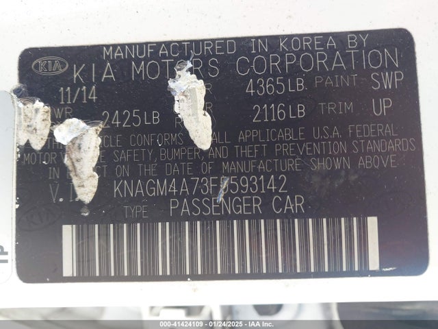 KIA Optima Lx 2015 KNAGM4A73F5593142 Image 8