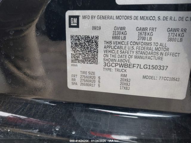 3GCPWBEF7LG150337 Chevrolet Silverado 1500 2wd  Short Bed Custom