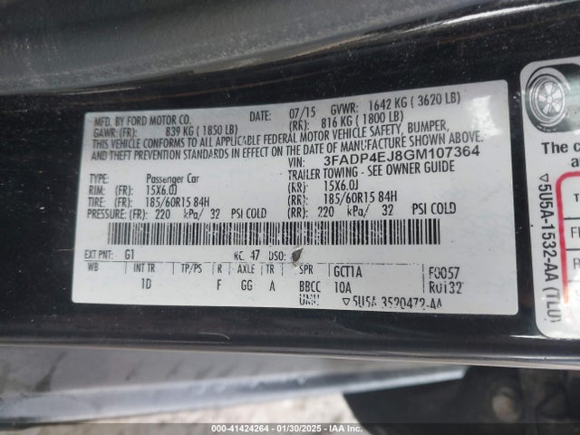 Ford FIESTA SE 2016 3FADP4EJ8GM107364 Image 9