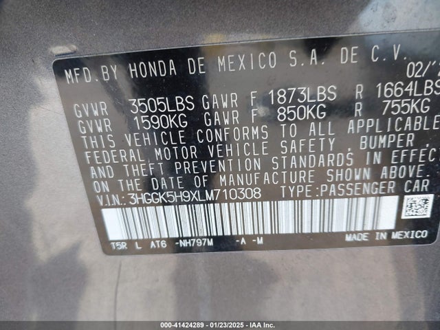 3HGGK5H9XLM710308 Honda l15b1