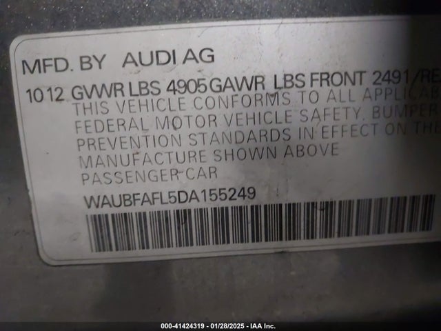 2013 AUDI A4 WAUBFAFL5DA155249 Photo 8