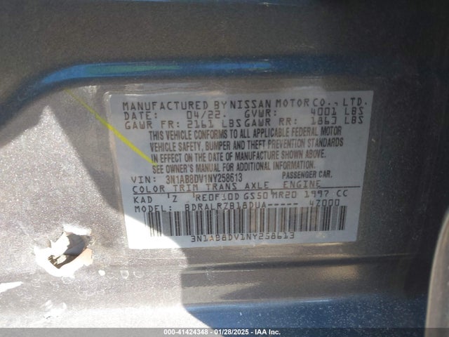 Nissan Sentra Sr Xtronic Cvt 2022 3N1AB8DV1NY258613 Image 9