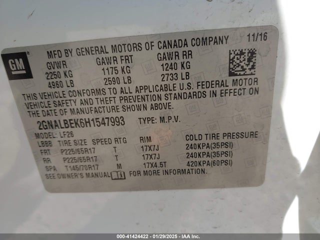 Chevrolet EQUINOX LS 2017 2GNALBEK6H1547993 Image 9