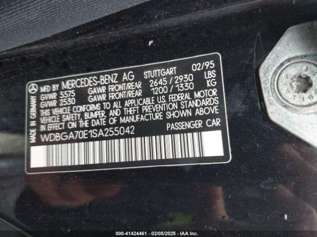 1995 MERCEDES-BENZ S WDBGA70E1SA255042 Photo 8