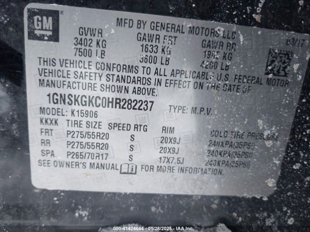 1GNSKGKC0HR282237 Chevrolet Suburban Ls