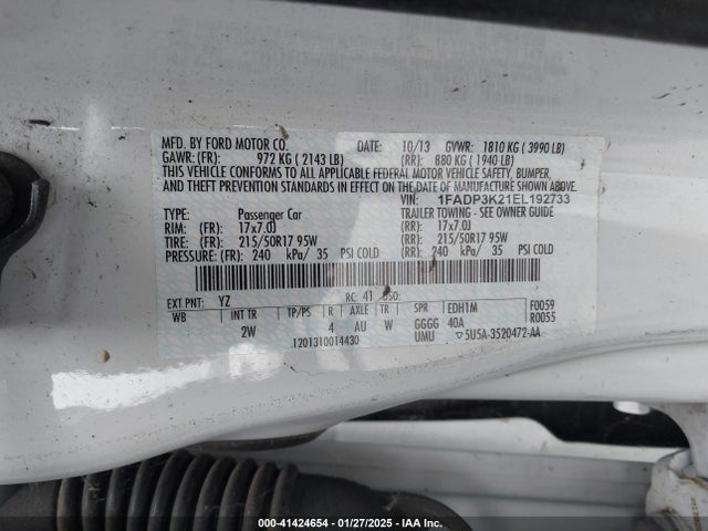 Ford FOCUS SE 2014 1FADP3K21EL192733 Image 9