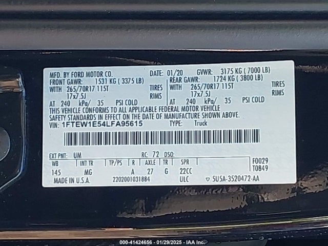 Ford F-150 Xlt 2020 1FTEW1E54LFA95615 Image 9