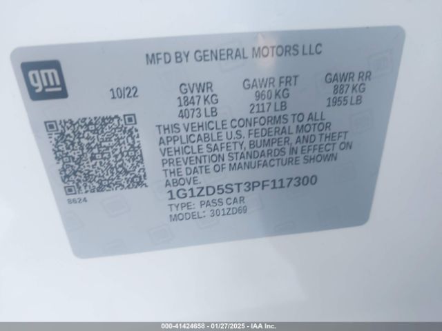 1G1ZD5ST3PF117300 Chevrolet Malibu Fwd 1lt