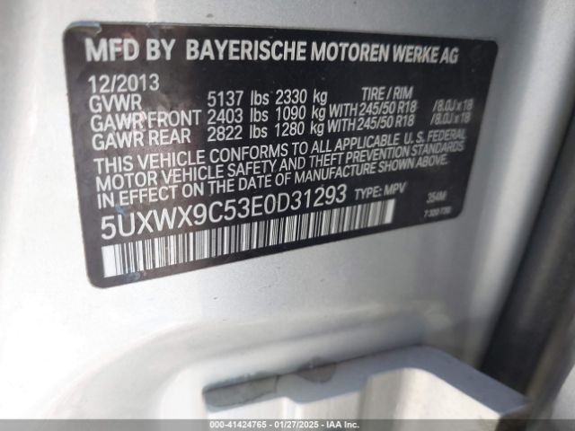 5UXWX9C53E0D31293 BMW X3 Xdrive28i