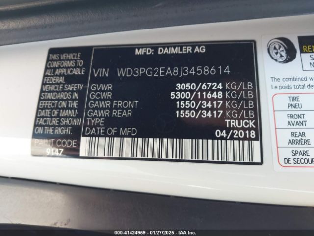 WD3PG2EA8J3458614 Mercedes-Benz Metris