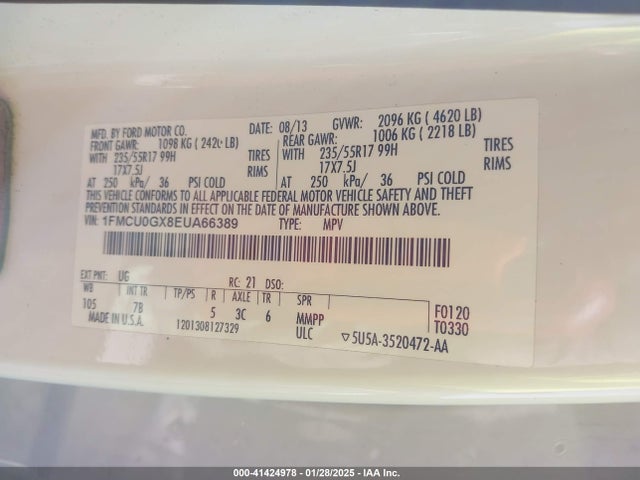1FMCU0GX8EUA66389 Ford ESCAPE SE