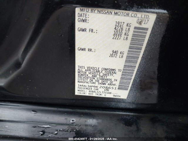 Nissan Altima 2.5 Sv 2017 1N4AL3AP4HC208651 Image 9