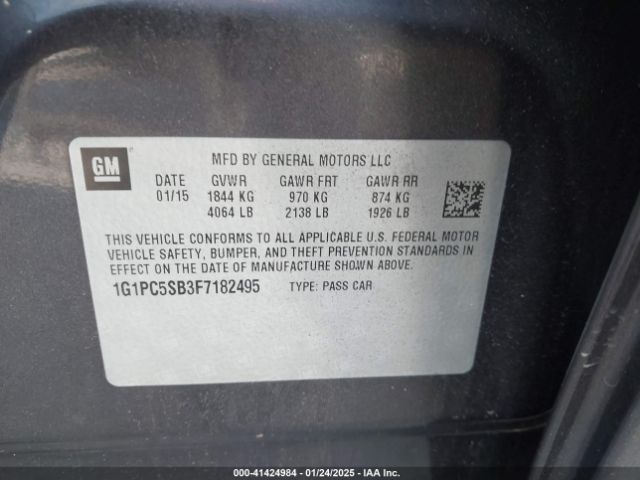 1G1PC5SB3F7182495 Chevrolet Cruze 1lt Auto