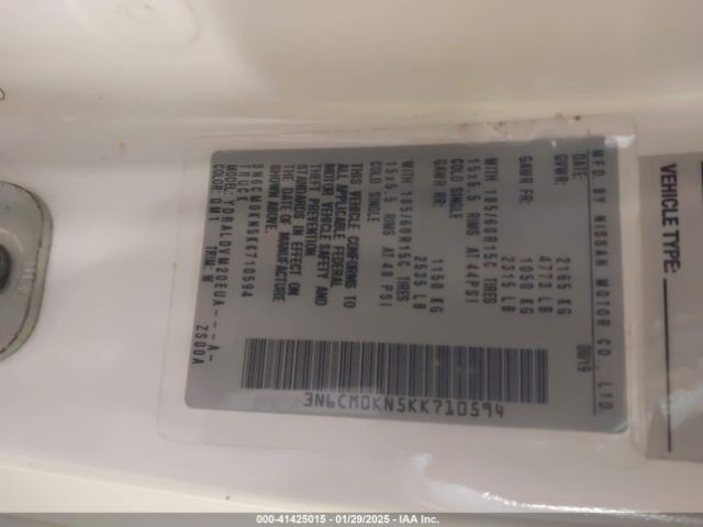 3N6CM0KN5KK710594 Nissan Nv200 S