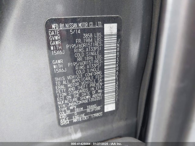 Nissan Cube 1.8 S 2014 JN8AZ2KR6ET352351 Image 9