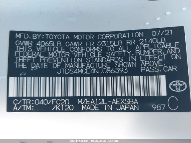 Toyota COROLLA SE 2022 JTDS4MCE4NJ086393 Image 9