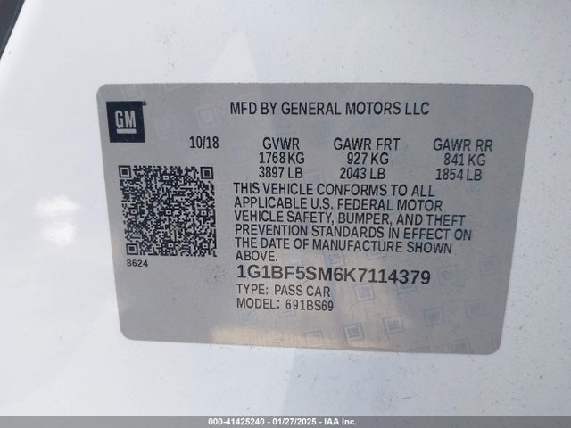 1G1BF5SM6K7114379 Chevrolet Cruze Premier