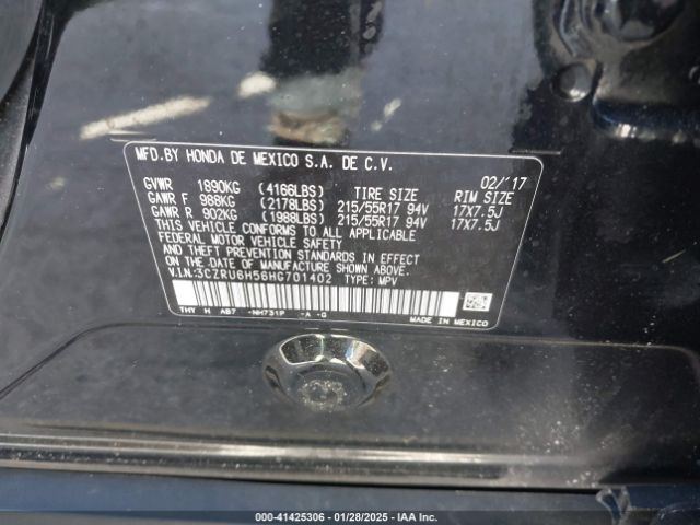 3CZRU6H56HG701402 Honda HR-V EX