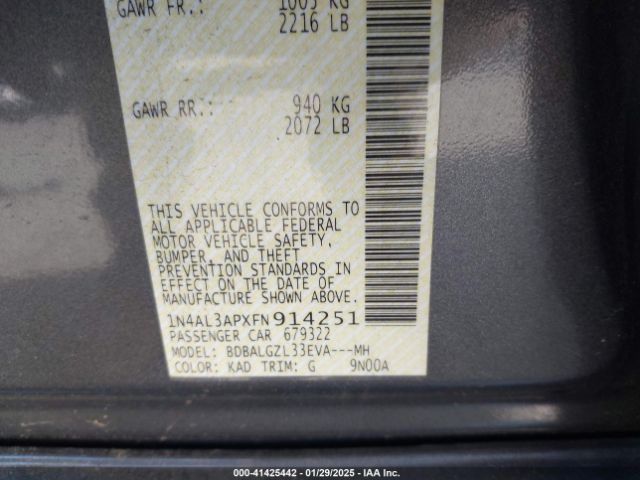 1N4AL3APXFN914251 Nissan Altima 2.5 S