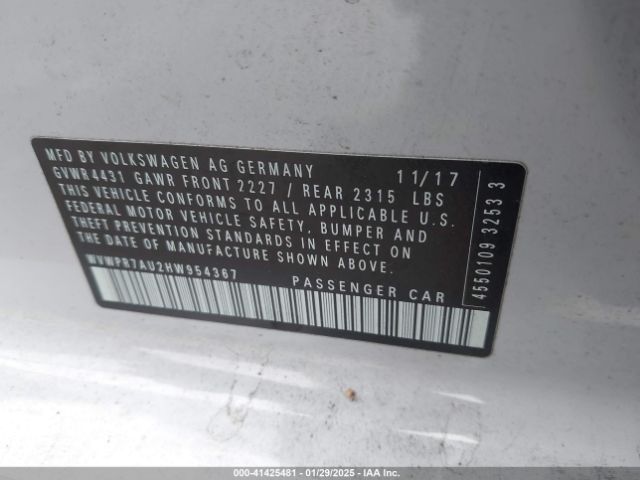 WVWPR7AU2HW954367 Volkswagen E-golf Sel Premium