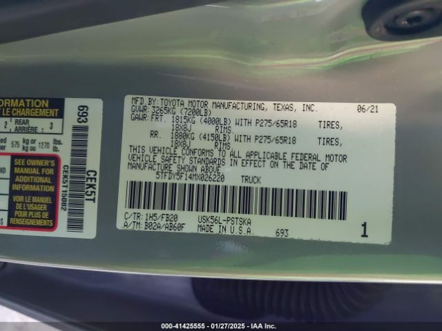 5TFDY5F14MX026220 Toyota Tundra Sr5