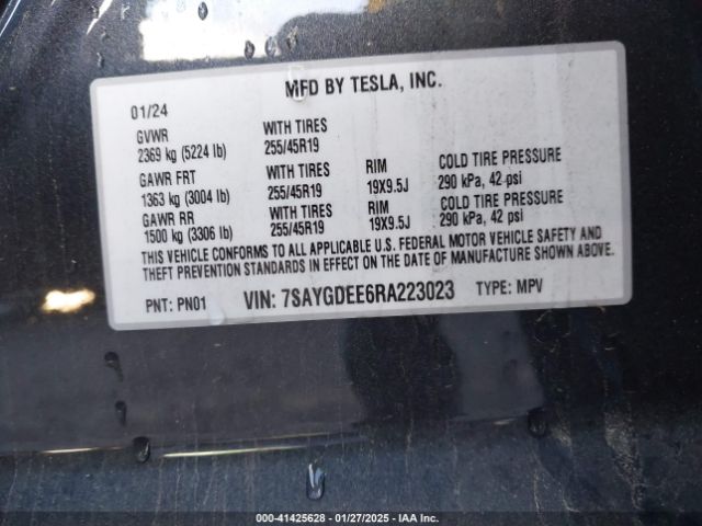 7SAYGDEE6RA223023 Tesla Model Y Long Range Dual Motor All-wheel Drive