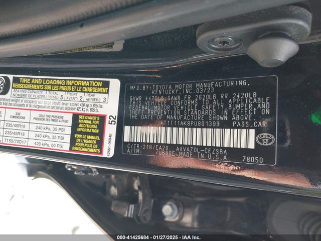 4T1T11AK8PU801399 Toyota CAMRY SE