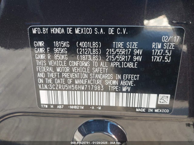 Honda HR-V EX 2017 3CZRU5H56HM717983 Image 9