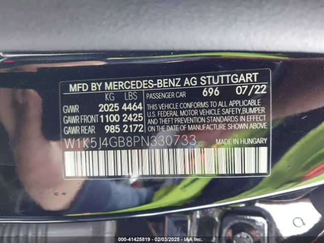 W1K5J4GB8PN330733 Mercedes-Benz Cla 250 Coupe