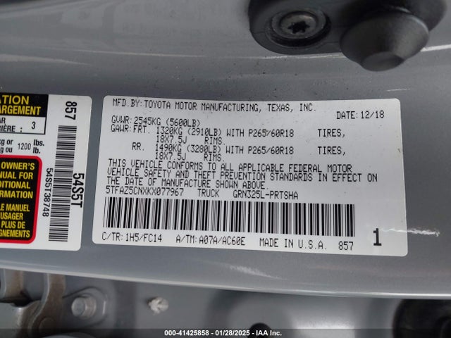5TFAZ5CNXKX077967 Toyota Tacoma Sr5 V6